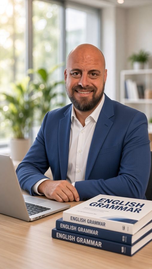 Michael Caito smiling at his desk with a laptop